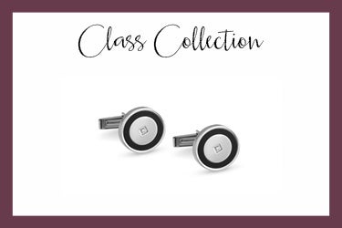 steel cufflinks with circle and swarovski