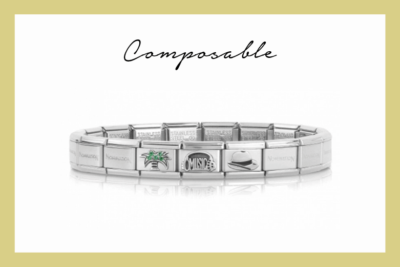 Composable bracelet with palm tree and hat