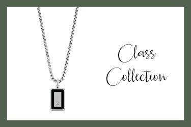 Class Necklace in stainless steel with rectangle